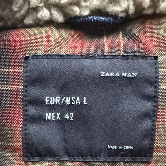 Zara Tan and Blue Sherpa Lined Jacket - Picture 10 of 16